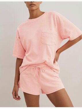 NWT Pink Loungewear Jammie Coverup Short Set - Pocket Tee & Drawstring Shorts-S